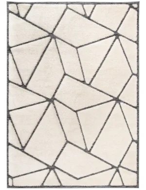 Tapete para sala moderno Athenea con diseño lineal blanco y negro