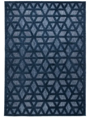 Tapete para sala moderno Logan con diseño geométrico azul marino