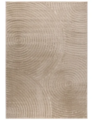 Tapete para sala moderno Lotus con diseño de círculos beige