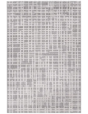 Tapete para sala moderno Sahena con diseño abstracto plata y beige