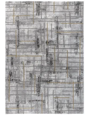 Tapete para sala moderno McKenzie diseño geométrico beige y gris