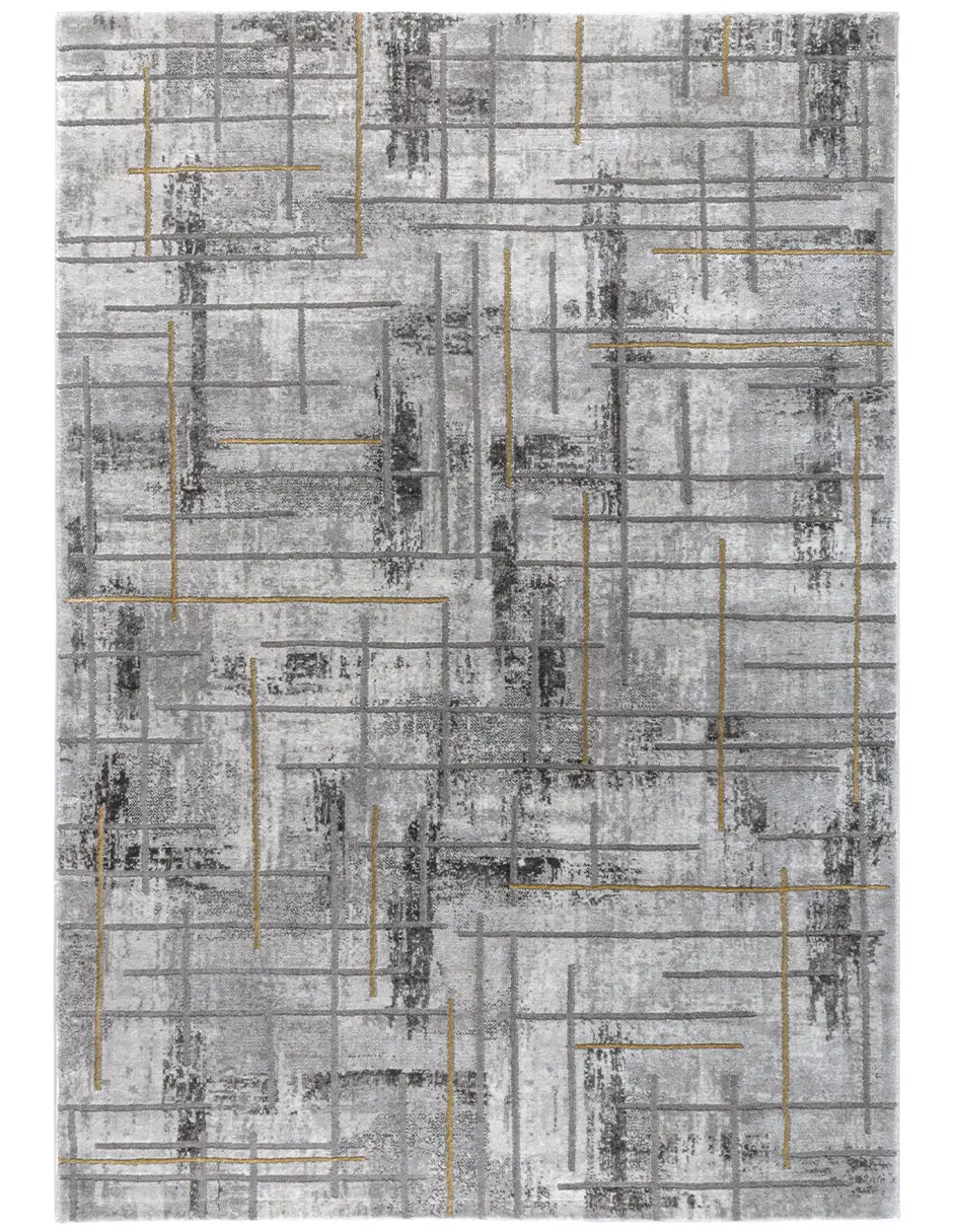 Tapete para sala moderno McKenzie diseño geométrico beige y gris