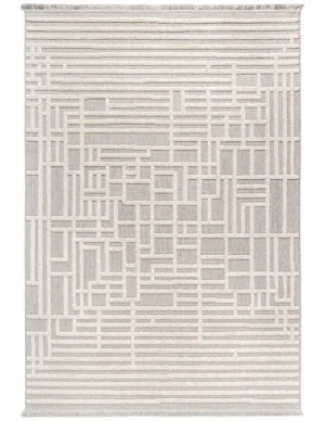 Tapete para sala moderno Shabita con diseño geométrico beige