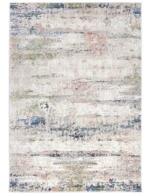 Tapete para sala moderno Smart con diseño abstracto crema y plata