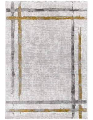 Tapete para sala moderno Valentino con diseño lineal café y gris